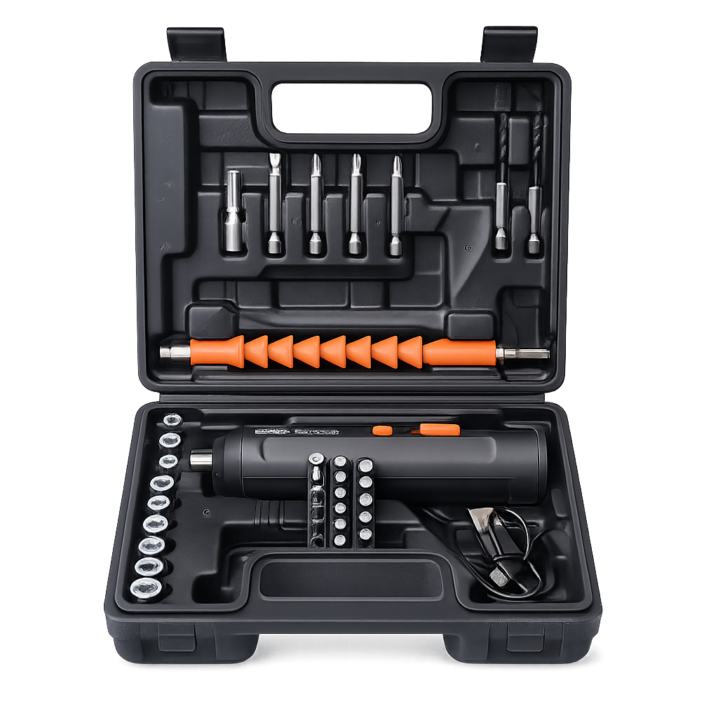 Cordless Electric Screwdriver Set 47 PCS, 7.2V Rechargeable Drill Kit with 1300mAh Battery, USB Charging, Flexible Shaft, Bits & Sockets, Portable Power Tool Kit for DIY, Furniture & Home Repairs