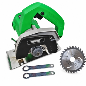 Dumdaar 4INCH MARBLE CUTTER Flat Wood Marble cutting machine 1400W with 1pc Wood Cutting blade set Handheld Tile Cutter 110mm (GREEN)