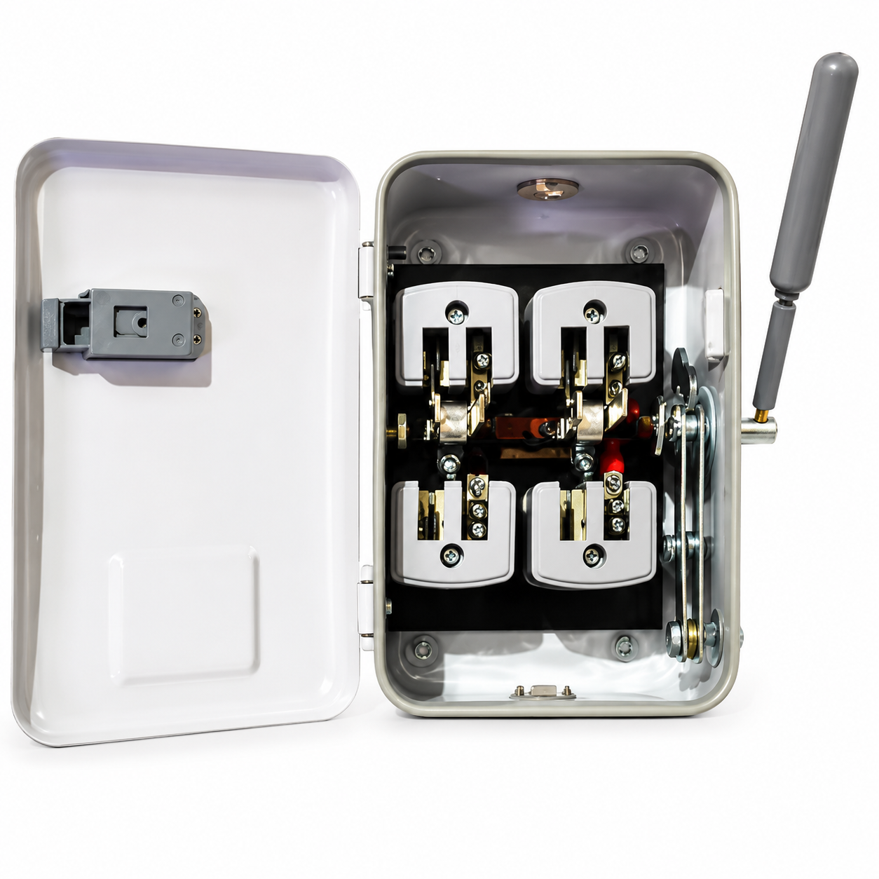 DeHMY Electric 2-Pole Change Over Switch, 32A, 240V β Heavy Duty Single-Phase Metal Box for Home & Office, Reliable Circuit Breaker Protection, Easy Installation (32A)