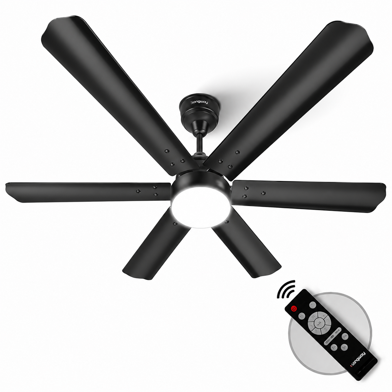 LONGWAY Luminair 1200 mm BLDC Ceiling Fan with Remote Control & LED Light|BEE 5 Star Rated Energy Efficient|Ultra High Speed 6 Blade Anti-Dust Decorative|5 Years Warranty (Smoked Brown, Pack of 1)