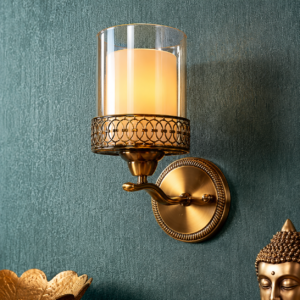 ELIANTE Gyan Iron Wall Light | Glass Wall Lamp for Living Room, Bedroom, Dining Room, Kitchen | - S-480-1W | 3 Years Warranty | Free - LED LAMP