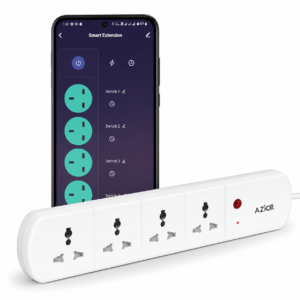 AZIOT 4 Socket Smart Extension - WiFi/Bluetooth, Power Monitoring, Individual Control, Made in India, Timer Function, Works with Google Home and Amazon Alexa