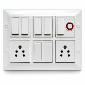 Modular Electrical Switchboard, 6 Switch with 2 Five Pin Socket and Indicator, Premium White Wall Switch Board, Pre-Wired Ready-to-Install, 100% Copper Internal Wiring, Strong Brass Terminals