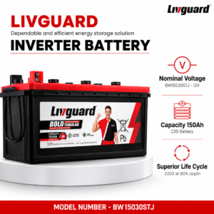 Livguard Value Plus Bold Series 150Ah Short Tubular Jumbo Inverter Battery | 30 Month Warranty | Reliable Power Backup for Home, Office, and Shops | Compatible with All Inverter Types
