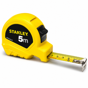 STANLEY STHT36127-812 5-Meter Plastic Short Measuring Tape for Home, DIY, Professional & Industrial Use, Push Lock & Automatic Retraction Feature, Ideal for Wood & Concrete Measurement, YELLOW & BLACK