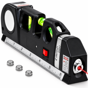 Laser Level Tool with Built-In Spirit Level, Horizontal Vertical Cross Line Modes, Magnetic Base, Measuring Scale Body