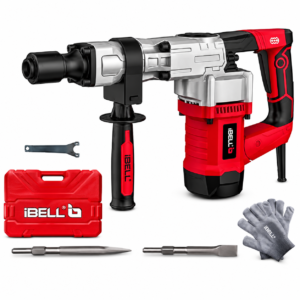 iBELL DH20-30 Heavy Duty Demolition Hammer, 1300W Copper Armature, 16J Impact Energy, 3700 BPM, 17mm HEX Chuck, 6.2Kg, Anti-Vibration Handle, Red/black BMC Box, 6 Months Warranty