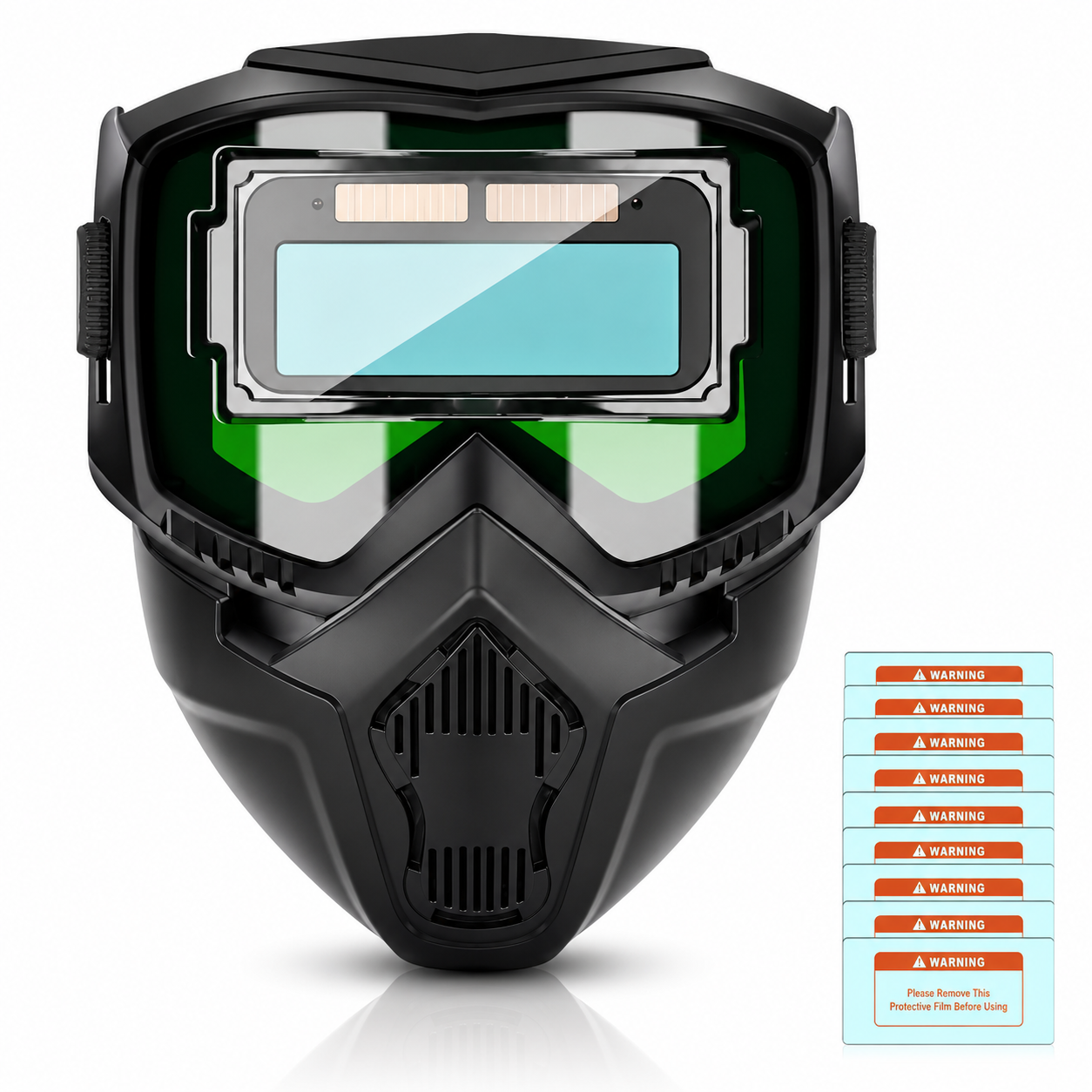 Serplex® 2 In 1 Welding Helmet With Auto-Darkening Welding Goggles, Includes 10 Replacement Lenses, Lightweight & Breathable PP Face Mask with Foam Eye Frame Pad, Adjustable Head Strap