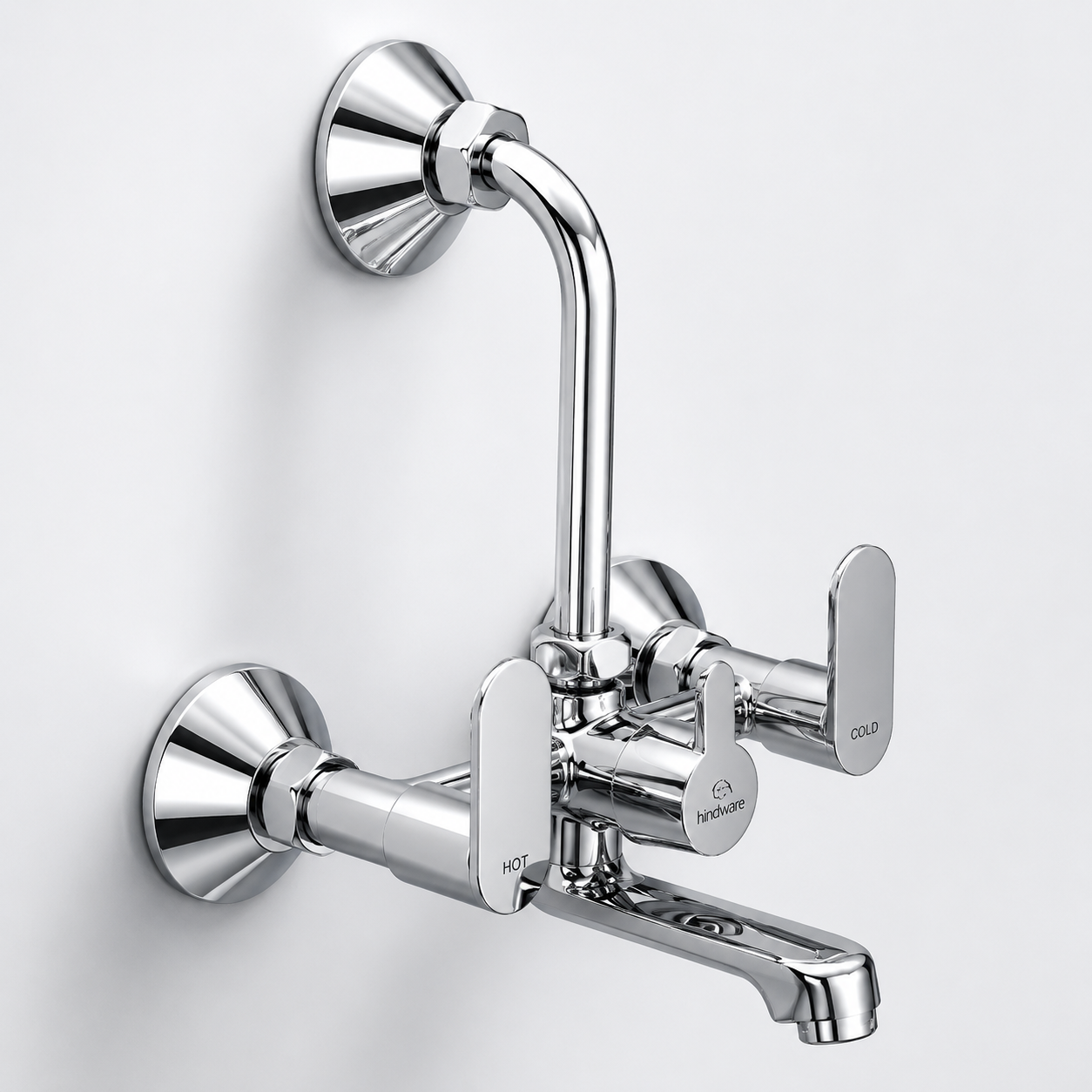 Benelave by Hindware Volga Wall Mixer for Bathroom with L-Bend Provision for Overhead Shower | Brass with Chrome Finish | 1/2 BSP Inlet | Ceramic Disc Cartridge | Smooth Movement