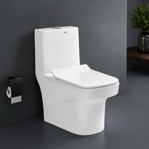 Hisre Premium Western Floor Mounted One Piece Water Closet Ceramic Western Toilet/Commode/European Commode Square With Soft Close Seat Cover For Lavatory, Toilets (Volvo)